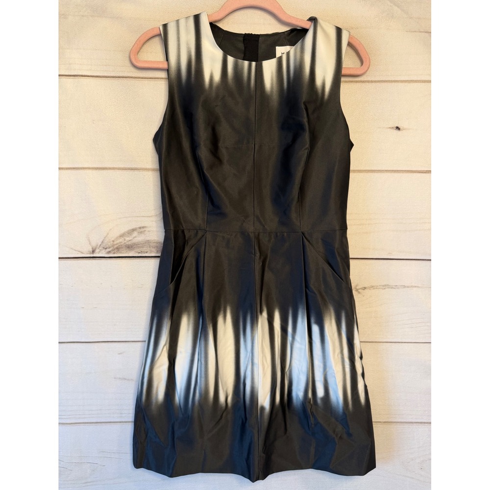 Milly Coco Dress Black White Ombre Ikat Print Sleeveless Sheath 4 165OV01243